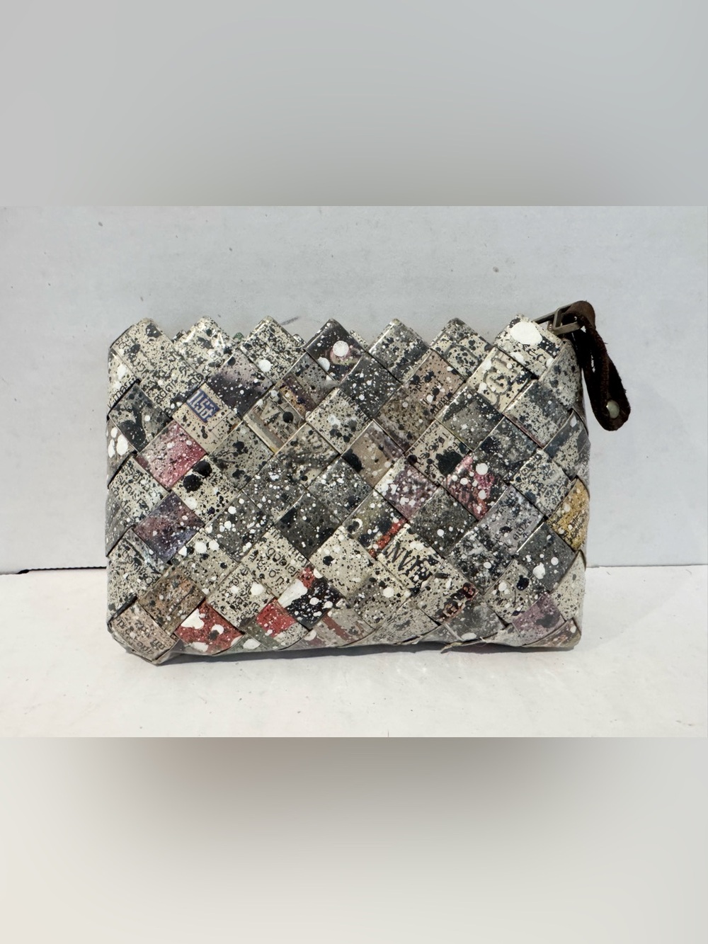 Nahui Ollin Recycled Newspaper Woven Artisan Coin Purse/Mini Wallet Y2K